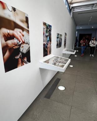 A general photo of the exhibition showing the work on display and 